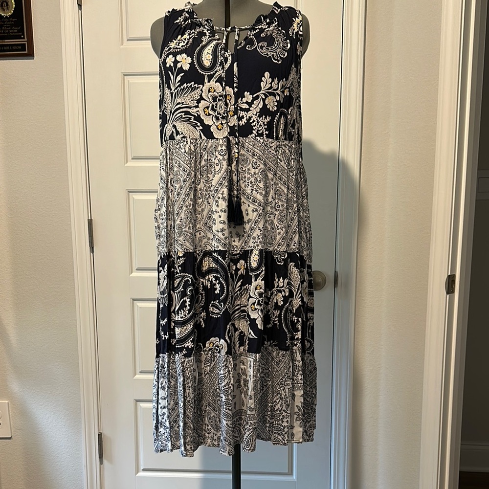 Cupio Blue and White Sleeveless Sundress